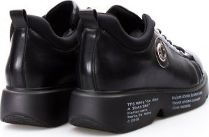 Estetino Sneakersy połyskujące na platformie z napisami czarne-36 7