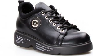 Estetino Sneakersy połyskujące na platformie z napisami czarne-41 3