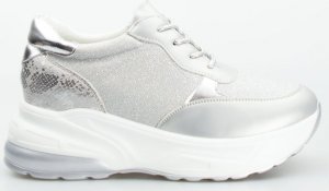 Estetino Sneakersy tekstylne połyskujące srebrne-37 1
