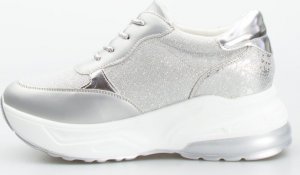 Estetino Sneakersy tekstylne połyskujące srebrne-37 3