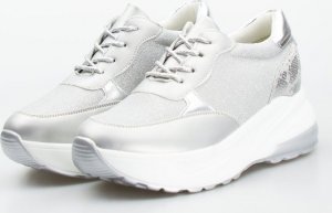 Estetino Sneakersy tekstylne połyskujące srebrne-37 4