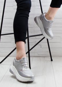 Estetino Sneakersy tekstylne połyskujące srebrne-37 7