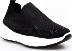 Estetino Sneakersy tekstylne wsuwane z cyrkoniami czarne-38 2