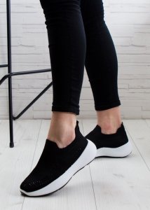 Estetino Sneakersy tekstylne wsuwane z cyrkoniami czarne-38 6