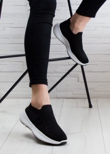 Estetino Sneakersy tekstylne wsuwane z cyrkoniami czarne-38 7