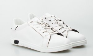 Estetino Tenisówki białe z czarnym motywem-37 5