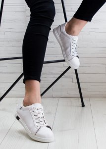 Estetino Tenisówki białe z czarnym motywem-37 6