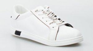 Estetino Tenisówki białe z czarnym motywem-39 2