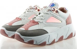 Estetino Tenisówki sportowe białe z neonowymi wstawkami-37 5