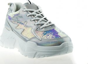 Estetino Tenisówki srebrne z cekinami-40 2