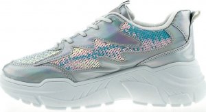 Estetino Tenisówki srebrne z cekinami-40 3