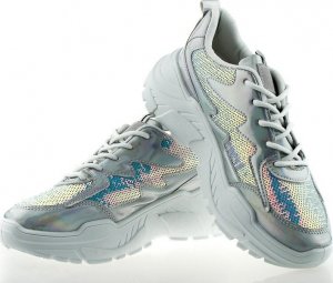 Estetino Tenisówki srebrne z cekinami-40 5