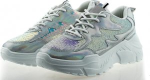 Estetino Tenisówki srebrne z cekinami-40 6