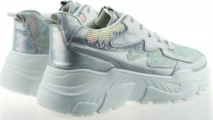 Estetino Tenisówki srebrne z cekinami-40 7