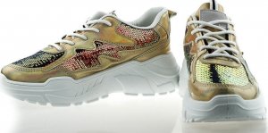 Estetino Tenisówki złote z cekinami-38 5