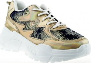 Estetino Tenisówki złote z cekinami-40 2