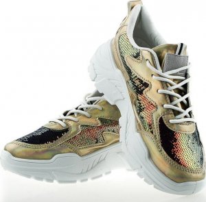 Estetino Tenisówki złote z cekinami-40 7