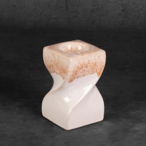 Eurofirany Nowoczesny świecznik ceramiczny RUBEN 8X8X12 beżowy x2 1