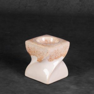Eurofirany Nowoczesny świecznik ceramiczny RUBEN 7X7X8 beżowy x2 1