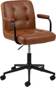 Krzesło biurowe Selsey SELSEY Fotel biurowy Malilo z podłokietnikami brązowa ekoskóra 1
