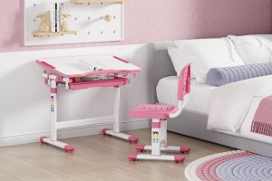 Mozos Biurko dziecięce + krzesło z regulacją dla dzieci 2-12 lat (DC-SET-PINK) 2
