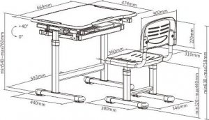 Mozos Biurko dziecięce + krzesło z regulacją dla dzieci 2-12 lat (DC-SET-PINK) 10