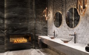 Bateria umywalkowa FDesign Ardesia stojąca czarny mat + różówe złoto (FD1-ARD-2-25) 2