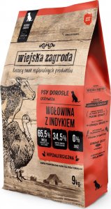 Wiejska Zagroda Karma sucha dla psa Wołowina z indykiem (dorosły) chrupki L 9kg 1
