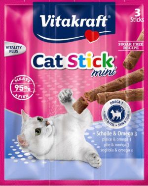 Vitakraft CAT STICK MINI FLĄDRA+OMEGA3 1