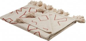 Beliani Lumarko Koc bawełniany 130 x 180 cm beżowo-czerwony BHIWANI! 1