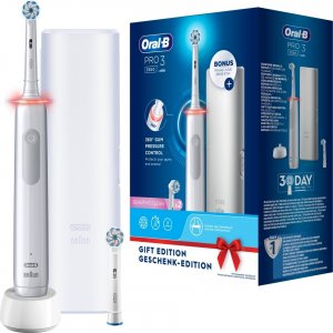 Szczoteczka Oral-B Szczoteczka rotacyjna Pro 3 3500 Biała + dodatkowa końcówka 2