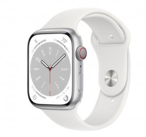 Smartwatch Apple Watch 8 GPS + Cellular 45mm Silver Alu Sport Biały  (MP4J3WB/A) 1