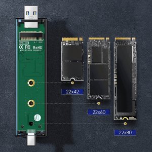 Kieszeń Reagle Reagle Obudowa 2w1 dysk SSD NVME PCIe M.2 USB i USB-C 3.2 2