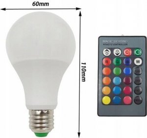Żarówka diodowa LED RGB+W 2 in 1 E27 16 kolorów + 3