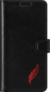 Surazo Skórzane etui na telefon Wallet case - Costa Czarna - Czerwone Pióro Xiaomi Redmi 9 1