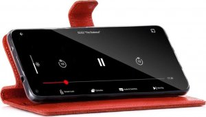 Surazo Skórzane etui na telefon Wallet case - Costa Czarna - Czerwone Pióro Xiaomi Redmi 9 3