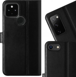 Surazo Skórzane etui na telefon Wallet case - Costa Czarna - Czerwone Pióro Xiaomi Redmi 9 4