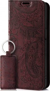 Surazo Etui na telefon skóra naturalna Smart magnet RFID - Ornament Burgund - TPU Transparentne Huawei P Smart Z 1