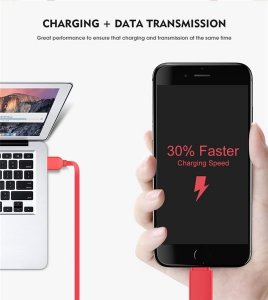 Kabel USB Floveme USB-A - microUSB + Lightning 1 m Czerwony 3