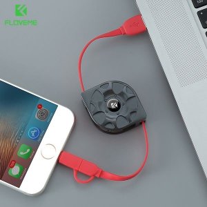 Kabel USB Floveme USB-A - microUSB + Lightning 1 m Czerwony 6