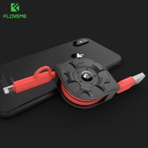 Kabel USB Floveme USB-A - microUSB + Lightning 1 m Czerwony 7