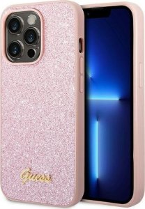 Guess Guess Glitter Flakes Metal Logo Case - Etui iPhone 14 Pro Max (różowy) 1