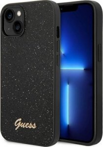 Guess Guess Glitter Flakes Metal Logo Case - Etui iPhone 14 (czarny) 1