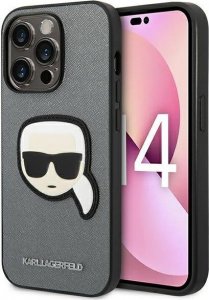 Karl Lagerfeld Karl Lagerfeld Saffiano Karl Head Patch Case - Etui iPhone 14 Pro Max (srebrny) 1