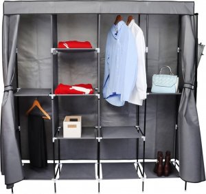 Saska Garden GARDEROBA SZAFA TEKSTYLNA 168X45X172 CM CIEMNOSZARA 5