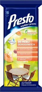 HARPER Presto Ściereczki czyszczące+płyn 2w1  do mebli ogrodowych - Brzoskwinia & Melon  1op.-16szt 1