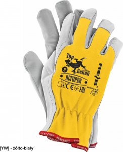R.E.I.S. RLTOPER - rękawice ochronne z koziej skóry - żółto-biały 10 1