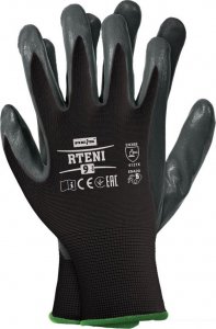 R.E.I.S. RTENI - rękawice ochronne z poliestru, powlekane nitrylem ze ściągaczem - czerwono-czarny 9 1