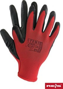 R.E.I.S. RTENI - rękawice ochronne z poliestru, powlekane nitrylem ze ściągaczem - czerwono-czarny 10 2