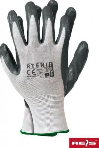 R.E.I.S. RTENI - rękawice ochronne z poliestru, powlekane nitrylem ze ściągaczem - czerwono-czarny 10 3